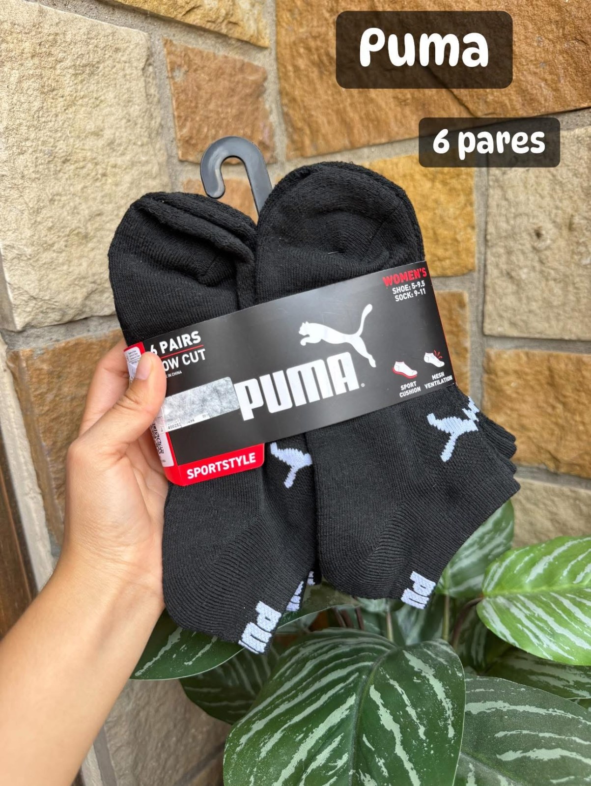 MEDIAS PUMA NEGRAS X 6